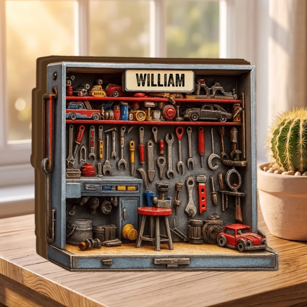 Perfect Gift For The Handyman, Featuring Tools And Workshop Items - Personalized Custom Wood Block