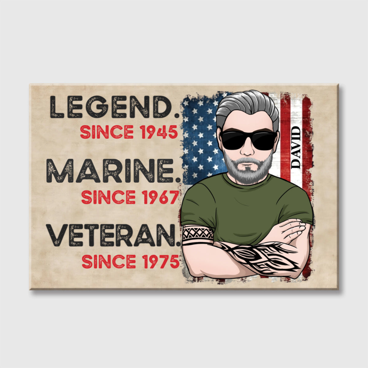 Personalized Marine Veteran Canvas personalization view for Dad