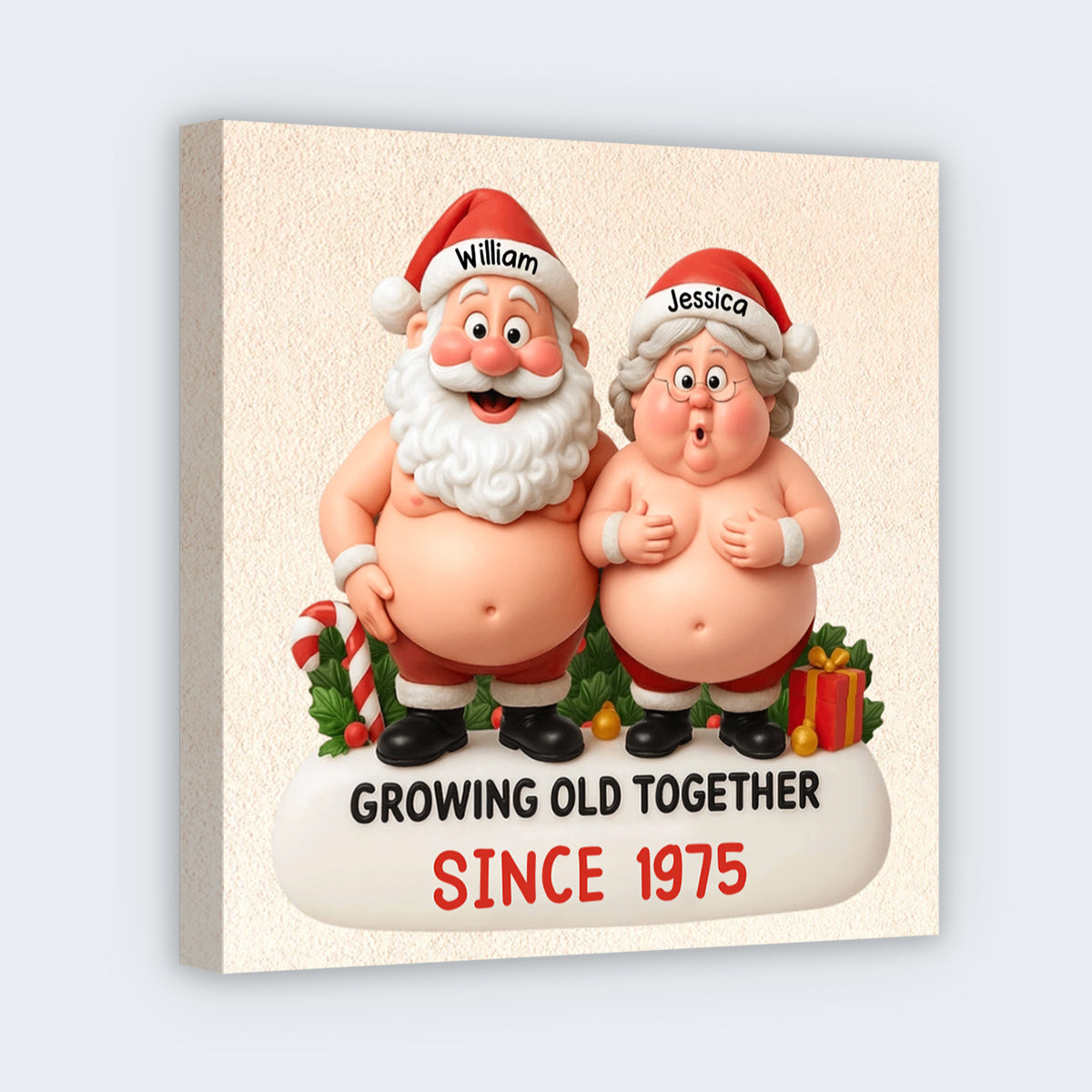 Growing Old Together - Santa And Mrs. Claus Personalized Square Canvas