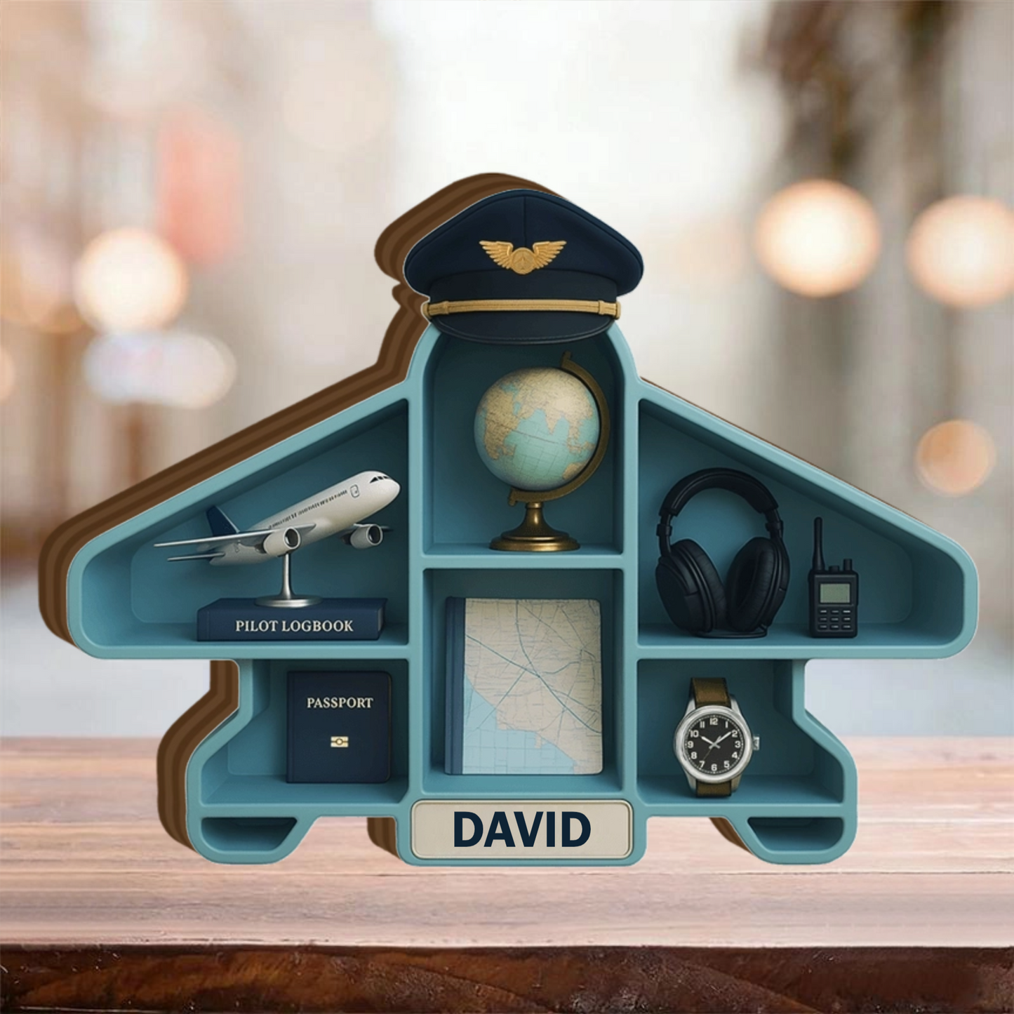 Pilot Essentials Custom Aviation Gift - Personalized Custom Wooden Block