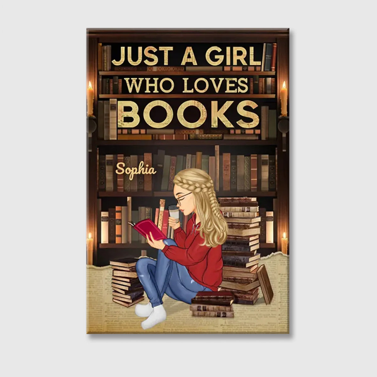 "Just A Girl Who Loves Books" Personalized Poster / Canvas - Custom Reading Wall Art Gift for Book Lovers