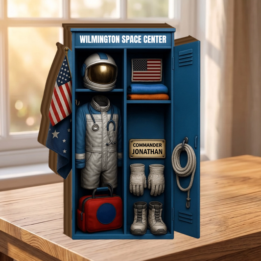 Customize With Your Own Name, Astronaut Suit and Space Helmet - Personalized Custom Wooden Locker