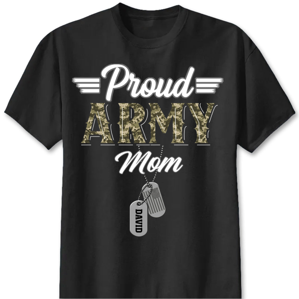 Personalized Proud Military Parent Shirt for Mom with personalized design details for meaningful gifting