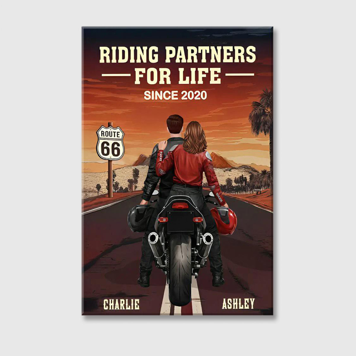 Riding Partners For Life Personalized Biker Couple Canvas / Poster - Custom Motorcycle Wall Art Gift