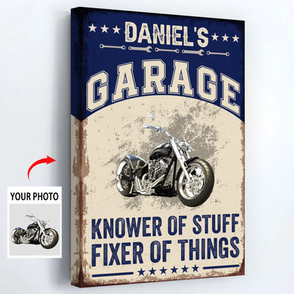 Knower Of Stuff Fixer Of Things - Personalized Custom Vintage Car Motor Canvas / Poster