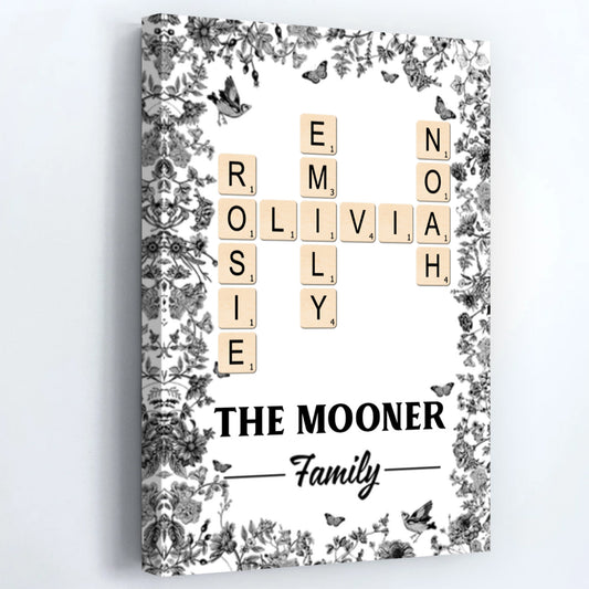 Custom Scrabble Family Crossword - Personalized Canvas / Poster