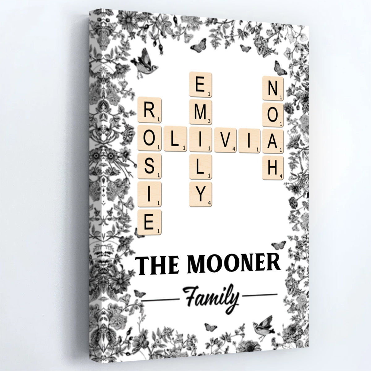 Custom Scrabble Family Crossword - Personalized Canvas / Poster