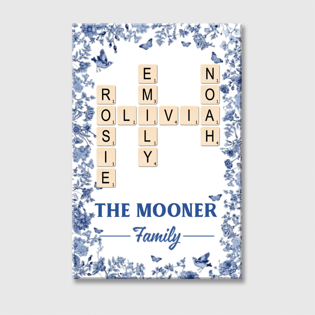 Custom Scrabble Family Crossword - Personalized Canvas / Poster