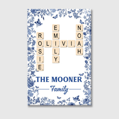 Custom Scrabble Family Crossword - Personalized Canvas / Poster