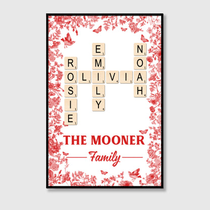 Custom Scrabble Family Crossword - Personalized Canvas / Poster