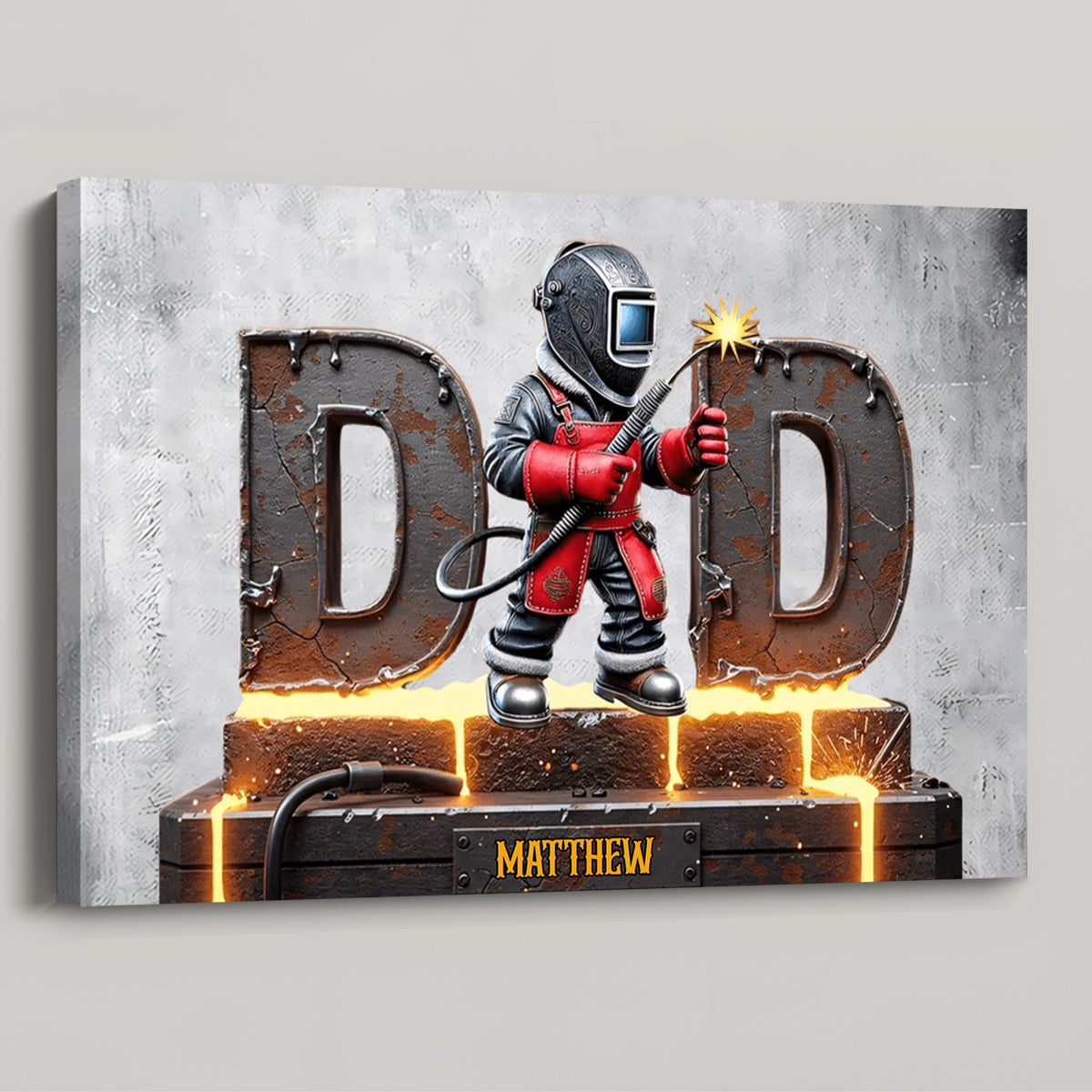 Personalized Welder Canvas / Poster - Custom Wall Art Gift for Dad