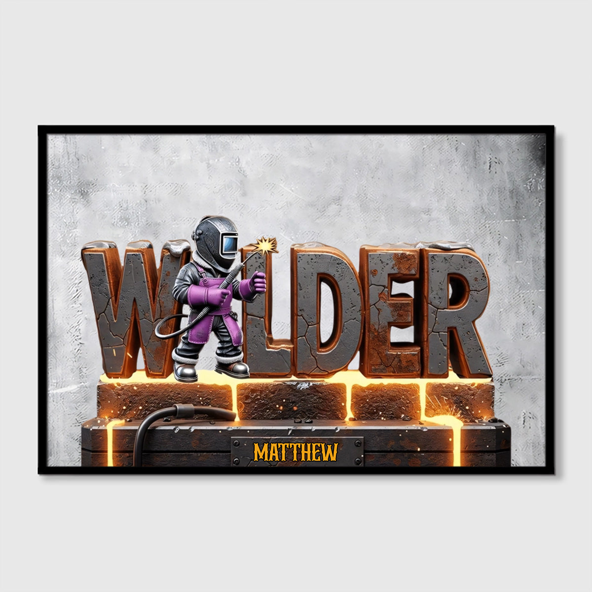 Personalized Welder Canvas / Poster - Custom Wall Art Gift for Dad