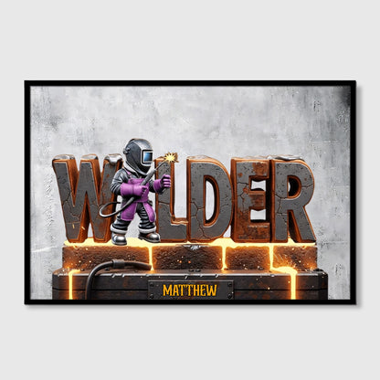 Personalized Welder Canvas / Poster - Custom Wall Art Gift for Dad