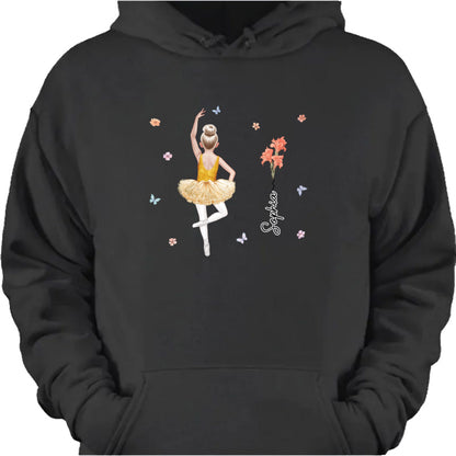 Personalized ballerina shirt with custom name and watercolor tutu design - special gift for kids and girls image 6