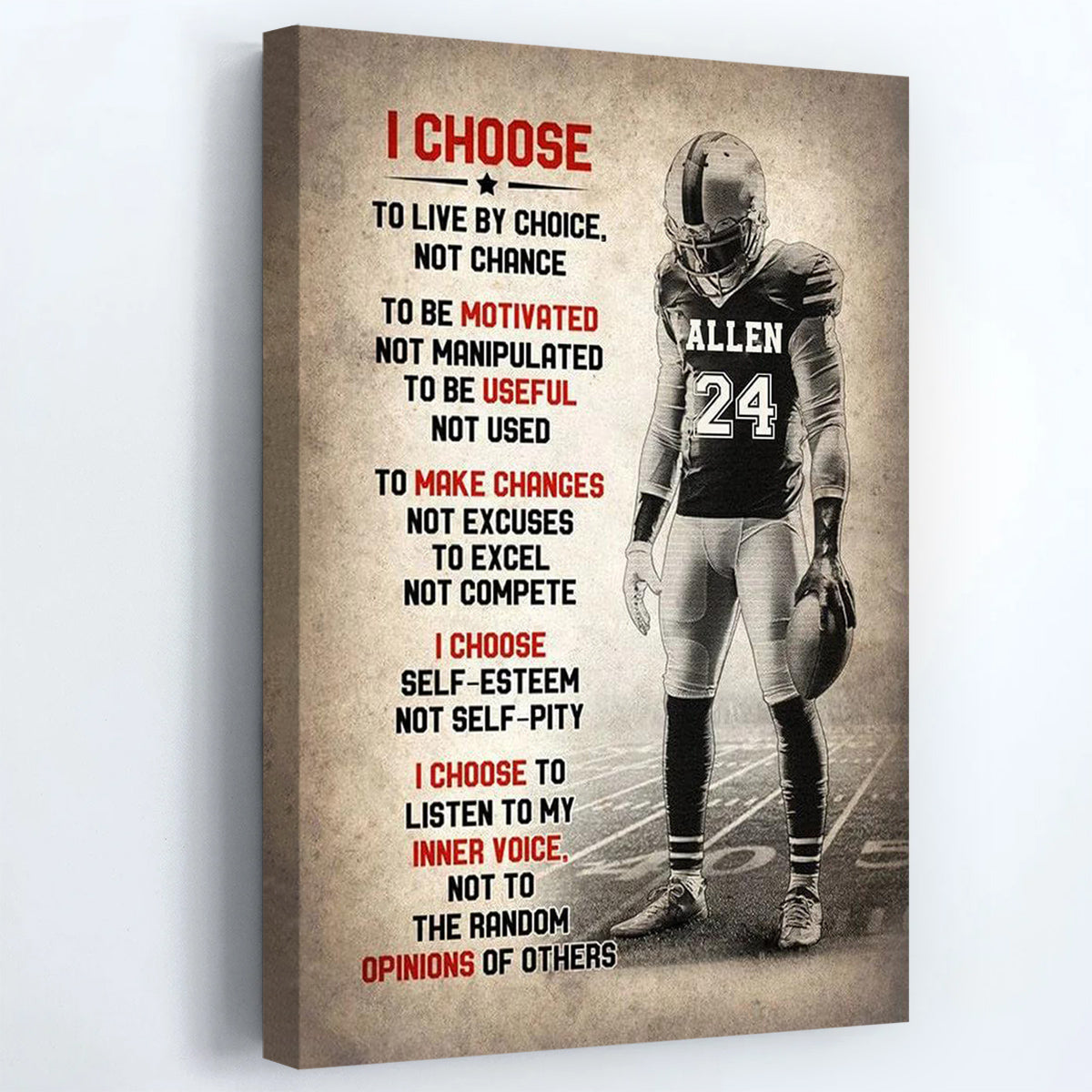 I Choose To Live By Choice Not By Chance - Personalized Football Canvas / Poster Gift for Son