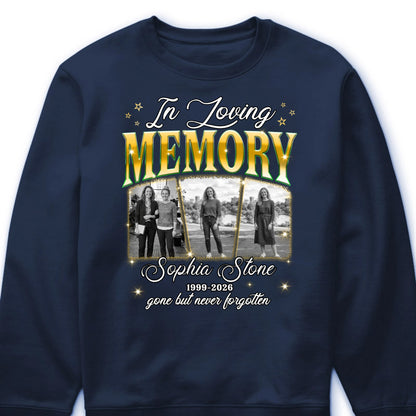 Custom photo memorial shirt with In Loving Memory graphic print for loved ones image 6