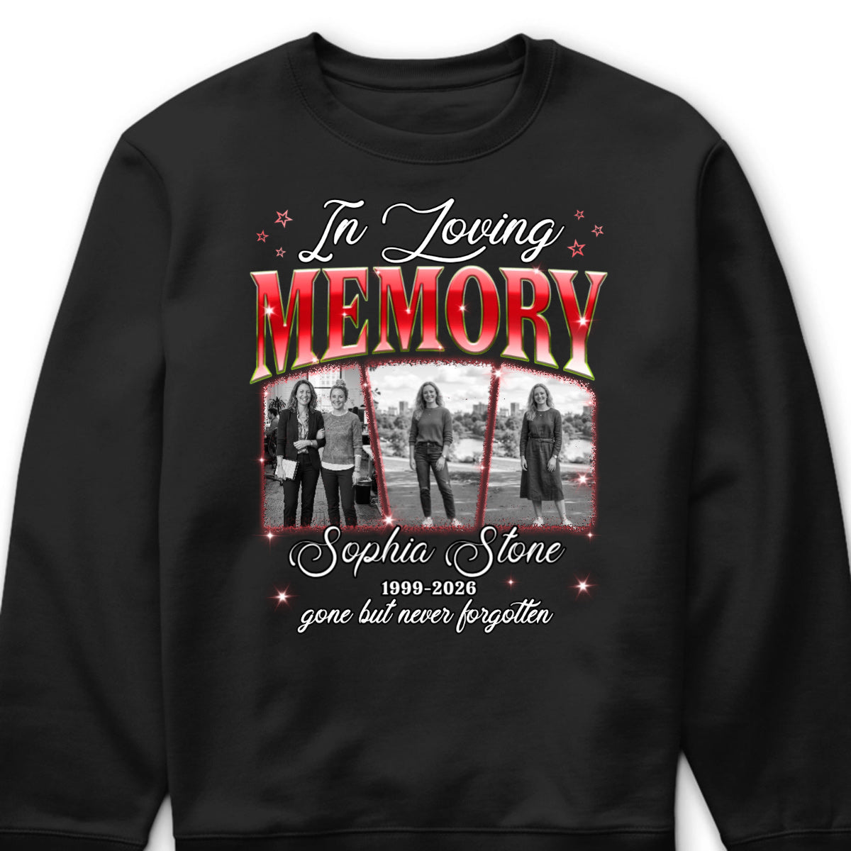 Custom photo memorial shirt with In Loving Memory graphic print for loved ones image 8