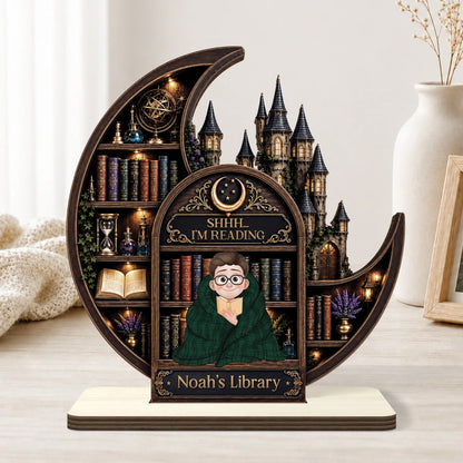 Just One More Chapter Moon Castle Wooden Plaque - Personalized Gift for Book Lovers