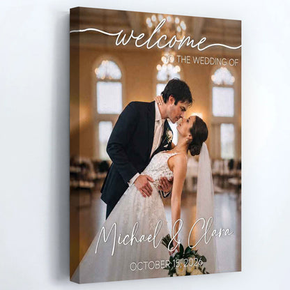 Custom Wedding Welcome Canvas / Poster - Personalized Photo Entrance Sign for Bride & Groom