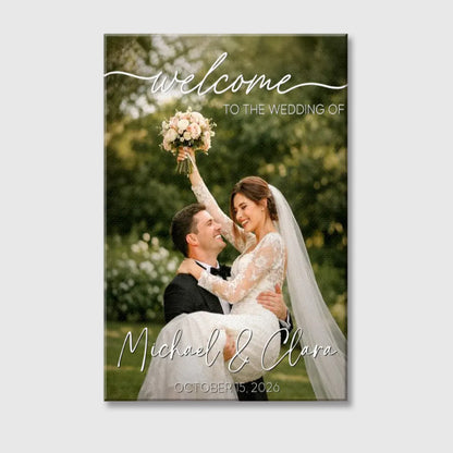 Custom Wedding Welcome Canvas / Poster - Personalized Photo Entrance Sign for Bride & Groom