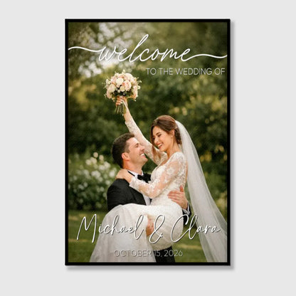 Custom Wedding Welcome Canvas / Poster - Personalized Photo Entrance Sign for Bride & Groom