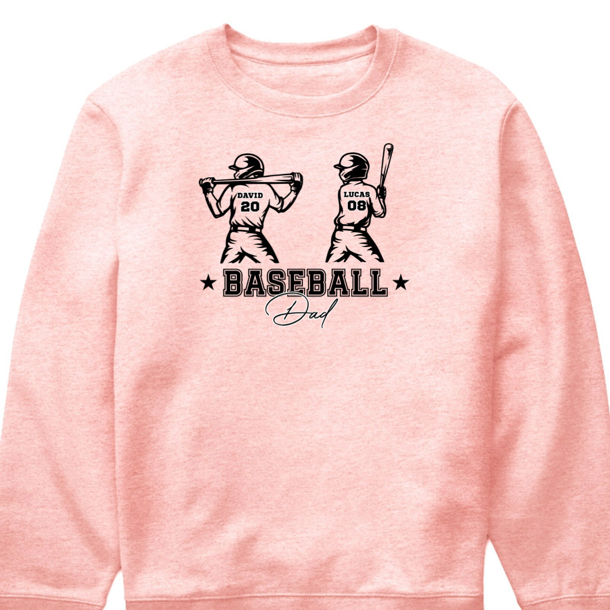 T-Shirt / Hoodie material and size view - Personalized Baseball Dad Shirt