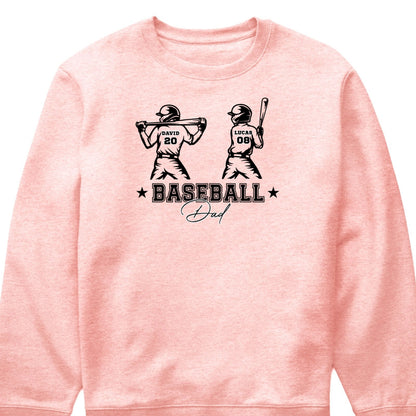 T-Shirt / Hoodie material and size view - Personalized Baseball Dad Shirt