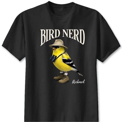 Bird Nerd Personalized Funny Bird Watcher T-Shirt - Custom Gift for Nature Lovers and Twitchers