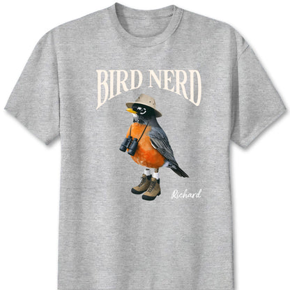 Bird Nerd Personalized Funny Bird Watcher T-Shirt - Custom Gift for Nature Lovers and Twitchers
