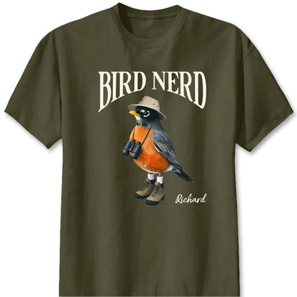 Bird Nerd Personalized Funny Bird Watcher T-Shirt - Custom Gift for Nature Lovers and Twitchers