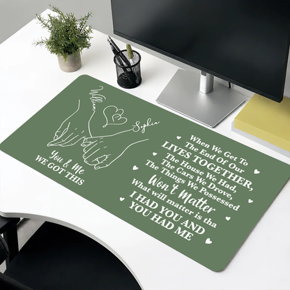 You & Me We Got This Custom Leather Desk Mat - Personalized Gift for Couples