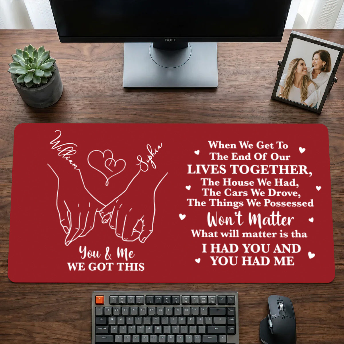 You & Me We Got This Custom Leather Desk Mat - Personalized Gift for Couples