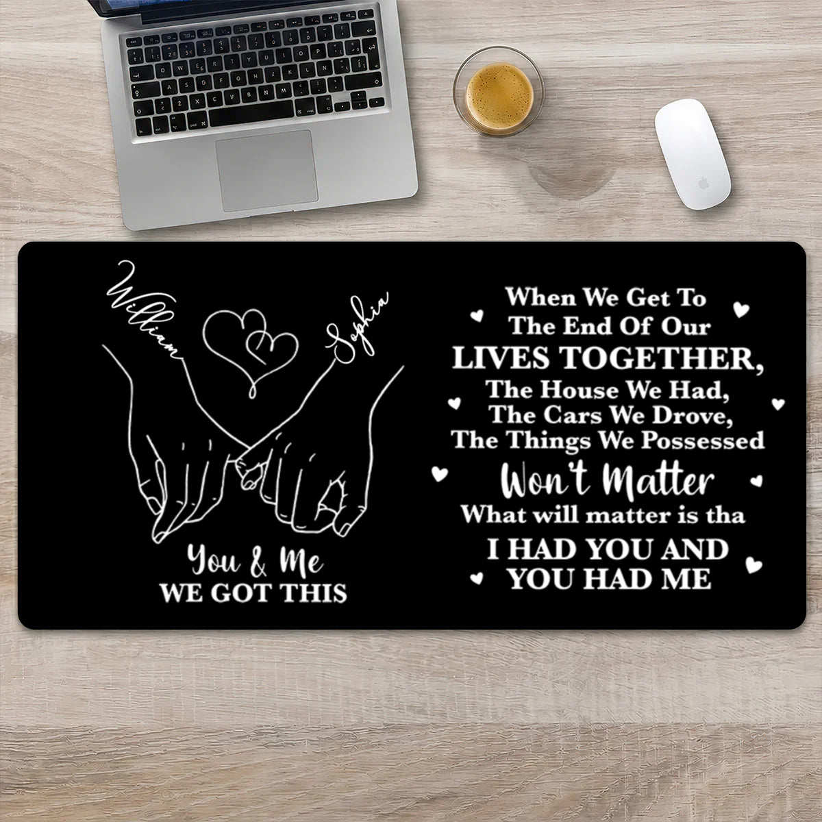 You & Me We Got This Custom Leather Desk Mat - Personalized Gift for Couples