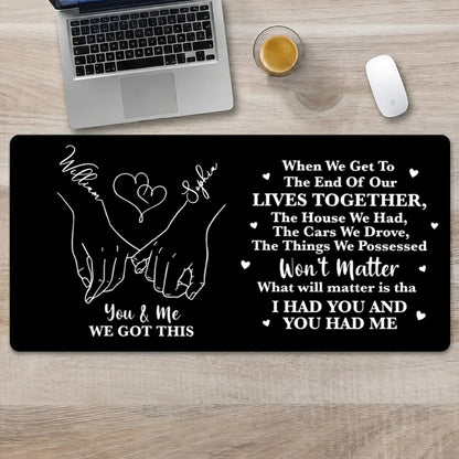 You & Me We Got This Custom Leather Desk Mat - Personalized Gift for Couples