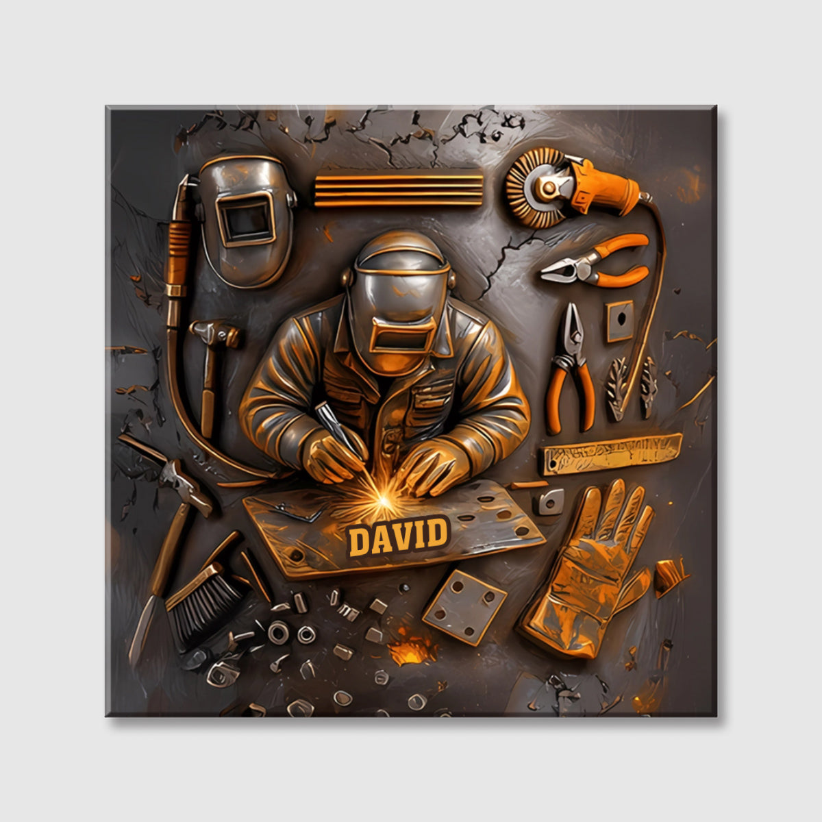 Celebrate The Art Of Craftsmanship With This Welder-Inspired Design - Personalized Custom Square Canvas