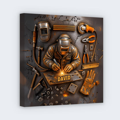 Celebrate The Art Of Craftsmanship With This Welder-Inspired Design - Personalized Custom Square Canvas