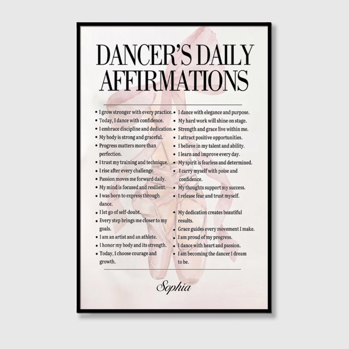 Personalized Dance Affirmations Canvas / Poster - Custom Wall Art Gift for Dance Lovers