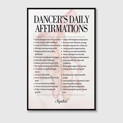 Personalized Dance Affirmations Canvas / Poster - Custom Wall Art Gift for Dance Lovers