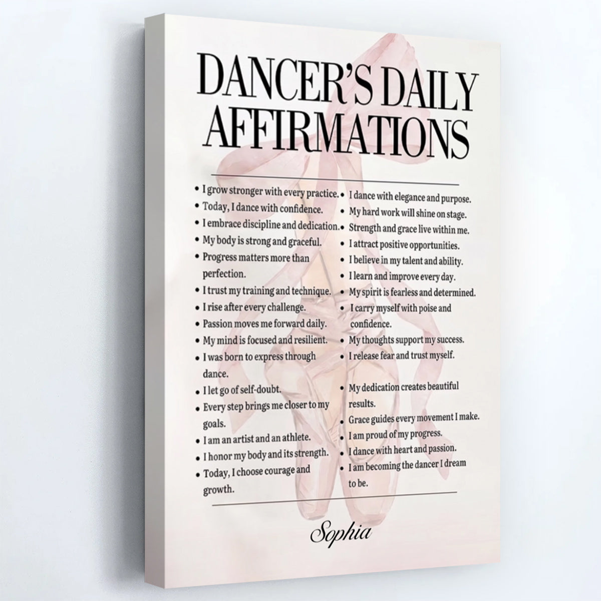 Personalized Dance Affirmations Canvas / Poster - Custom Wall Art Gift for Dance Lovers
