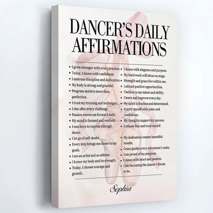 Personalized Dance Affirmations Canvas / Poster - Custom Wall Art Gift for Dance Lovers