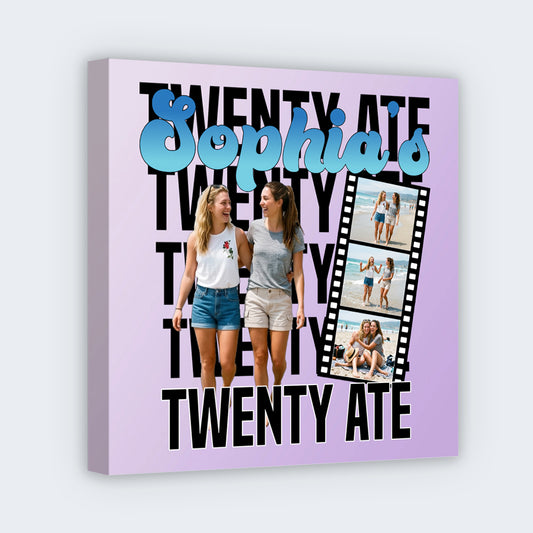 Twenty Ate Photo Square Canvas - Personalized Birthday Gifts for Best Friend