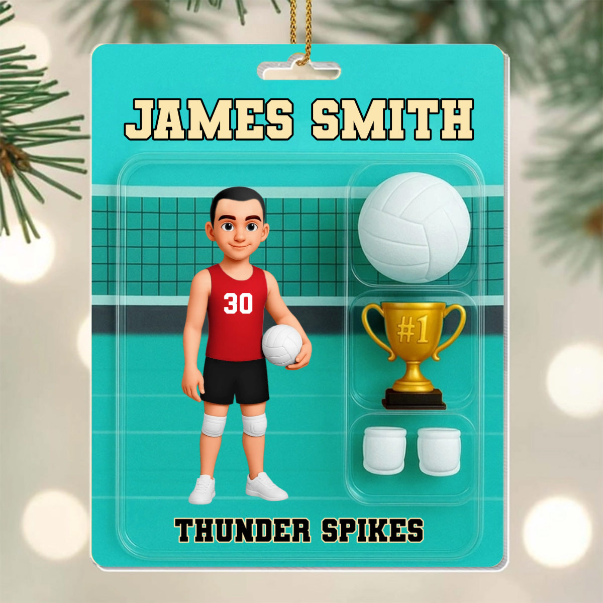 Acrylic Ornament material and size view - Personalized Volleyball Player Acrylic Ornament