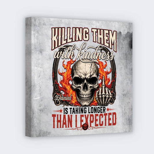 Killing Them With Kindness - Personalized Skull Square Canvas