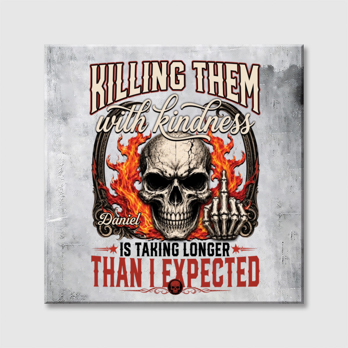Killing Them With Kindness - Personalized Skull Square Canvas