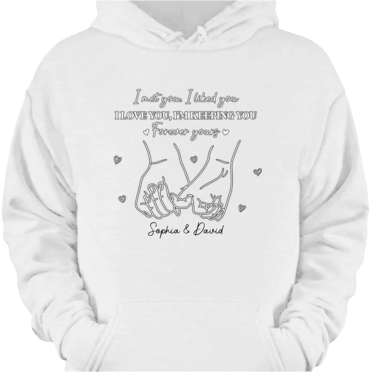 Personalized couple shirt featuring custom names and pinky promise line art - romantic anniversary gift for couples image 6