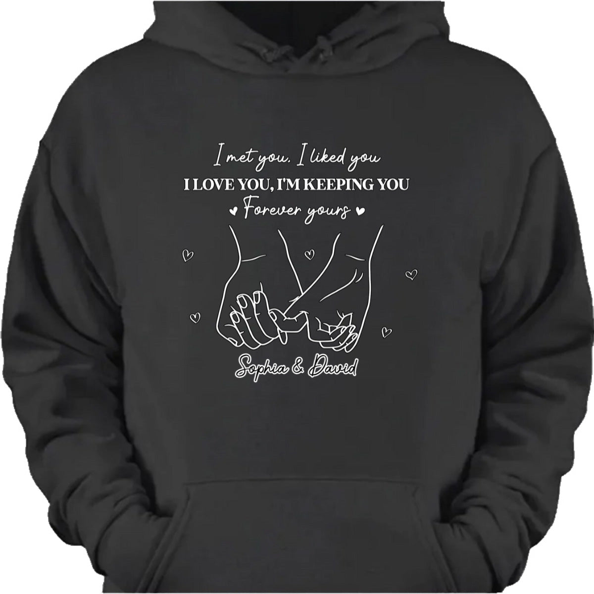 Personalized couple shirt featuring custom names and pinky promise line art - romantic anniversary gift for couples image 8