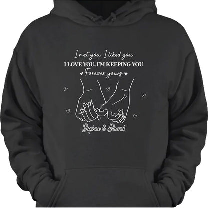 Personalized couple shirt featuring custom names and pinky promise line art - romantic anniversary gift for couples image 8