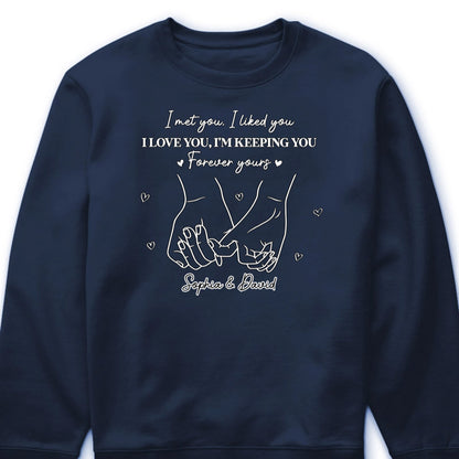Personalized couple shirt featuring custom names and pinky promise line art - romantic anniversary gift for couples image 9
