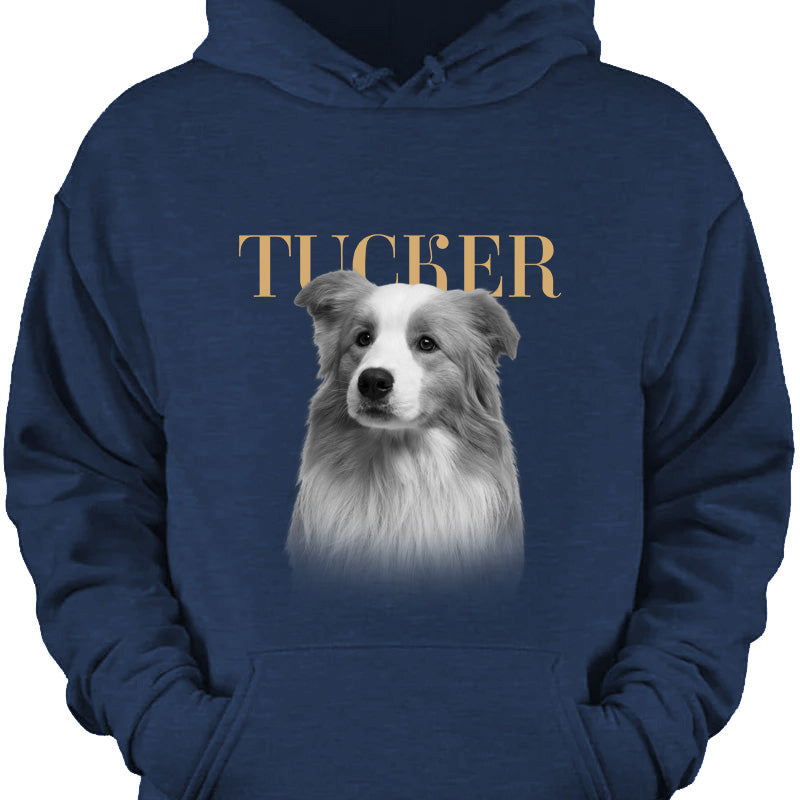 Custom pet face shirt with vintage dog portrait photo print and name for pet lovers image 8