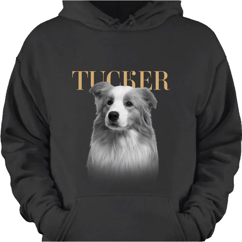 Custom pet face shirt with vintage dog portrait photo print and name for pet lovers image 9